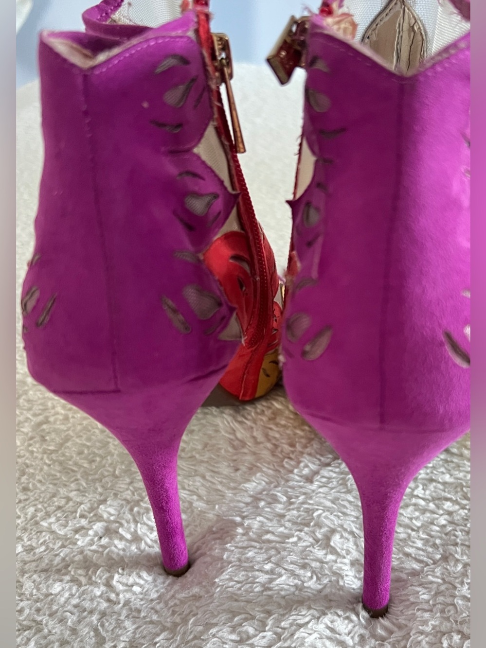 Jessica Simpson multi-color floral mesh peep-toe ankle bootie’s Size 8.5 - Picture 3 of 6